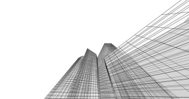 Arkaplanda mimari bina 3d illüstrasyon