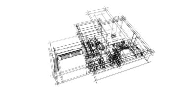 Mimari sanat konseptinde soyut çizgiler, minimum geometrik şekiller. 