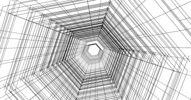 Arkaplanda mimari bina 3d illüstrasyon