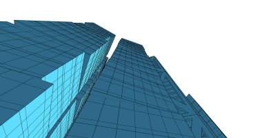 Arkaplanda mimari bina 3d illüstrasyon