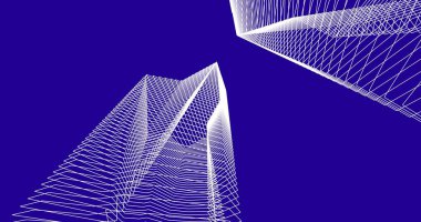 Mimari sanat konseptinde soyut çizgiler, minimum geometrik şekiller. 