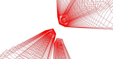 3d mimari duvar kağıdı tasarımı, dijital bina çizimi 