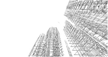 Mimari sanat konseptinde soyut çizgiler, minimum geometrik şekiller. 