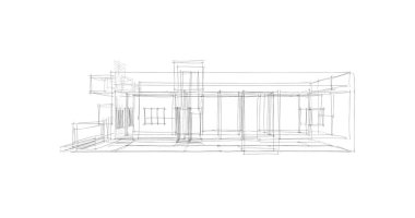 Arkaplanda mimari bina 3d illüstrasyon