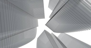 Arkaplanda mimari bina 3d illüstrasyon