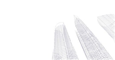 Arkaplanda mimari bina 3d illüstrasyon