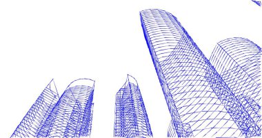 Arkaplanda mimari bina 3d illüstrasyon