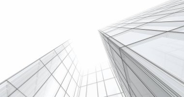 Arkaplanda mimari bina 3d illüstrasyon