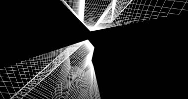 Mimari sanat konseptinde soyut çizgiler, minimum geometrik şekiller. 