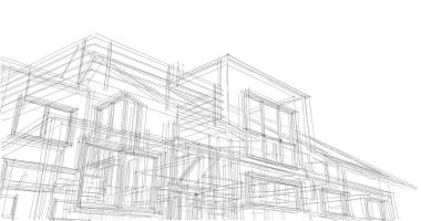 Mimari sanat konseptinde soyut çizgiler, minimum geometrik şekiller. 