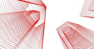 3d mimari duvar kağıdı tasarımı, dijital bina çizimi 