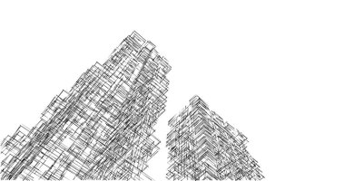 Mimari sanat konseptinde soyut çizgiler, minimum geometrik şekiller. 