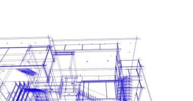 Arkaplanda mimari bina 3d illüstrasyon