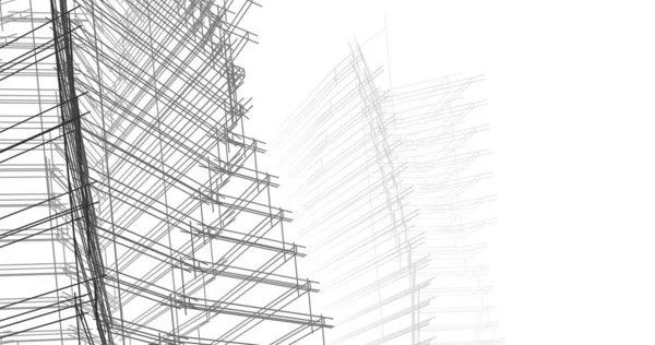 Líneas Abstractas Dibujo Concepto Arte Arquitectónico Formas Geométricas Mínimas — Foto de Stock