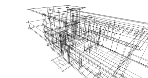 Elvont Rajzvonalak Építészeti Képzőművészetben Minimális Geometriai Formák — Stock Fotó