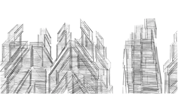 Abstrakte Zeichnungslinien Architektonischen Kunstkonzept Minimale Geometrische Formen — Stockfoto