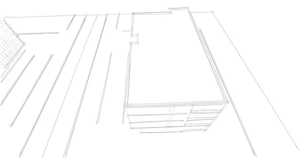 Líneas Abstractas Dibujo Concepto Arte Arquitectónico Formas Geométricas Mínimas —  Fotos de Stock