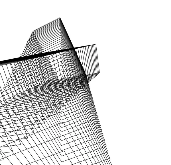 Minimal Çizim Sanatı Geometrik Mimari Binalar Tasarımı — Stok fotoğraf