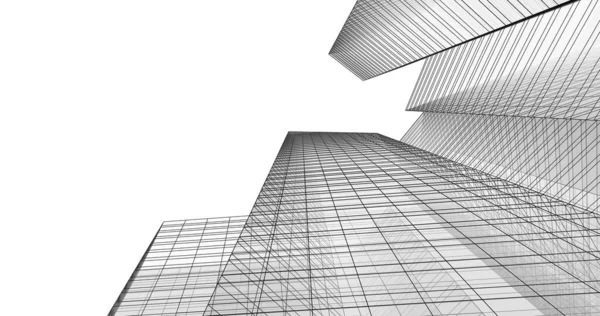 Arkaplanda mimari bina 3d illüstrasyon