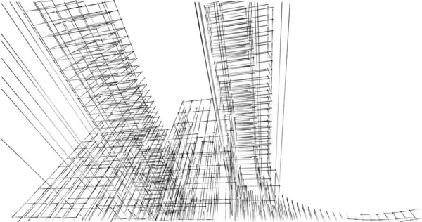 Luonnos Art Geometrinen Arkkitehtoninen Rakennusten Suunnittelu — kuvapankkivalokuva