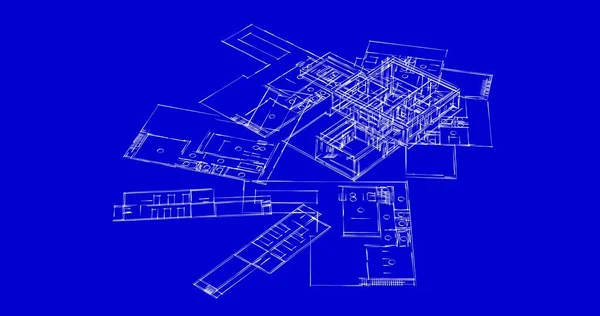 Abstraktní Kreslicí Čáry Architektonickém Pojetí Minimální Geometrické Tvary — Stock fotografie