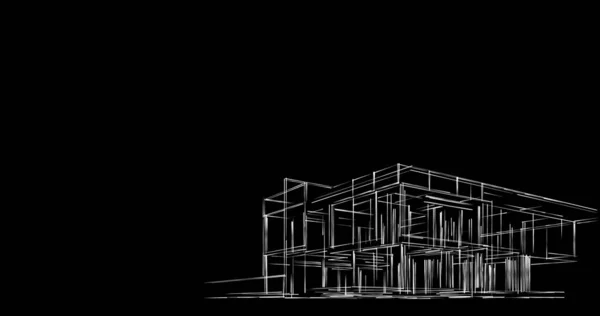 Abstrakcyjne Linie Rysunku Koncepcji Sztuki Architektonicznej Minimalne Kształty Geometryczne — Zdjęcie stockowe