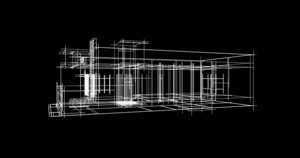 Abstraktní Kreslicí Čáry Architektonickém Pojetí Minimální Geometrické Tvary — Stock fotografie