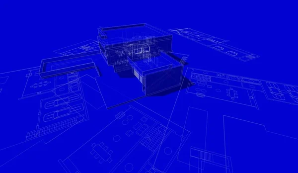 Abstrakcyjne Linie Rysunku Koncepcji Sztuki Architektonicznej Minimalne Kształty Geometryczne — Zdjęcie stockowe