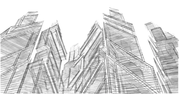 Abstrakcyjne Linie Rysunku Koncepcji Sztuki Architektonicznej Minimalne Kształty Geometryczne — Zdjęcie stockowe