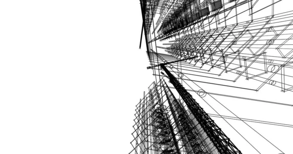 Líneas Abstractas Dibujo Concepto Arte Arquitectónico Formas Geométricas Mínimas — Foto de Stock