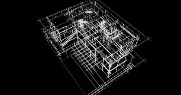 Líneas Abstractas Dibujo Concepto Arte Arquitectónico Formas Geométricas Mínimas —  Fotos de Stock