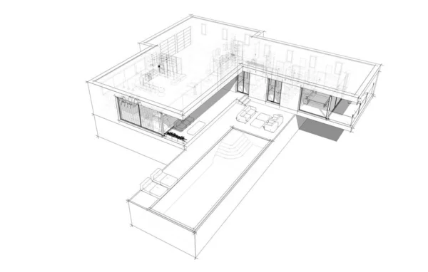 Disegno Astratto Carta Parati Architettonica Sfondo Concetto Digitale — Foto Stock