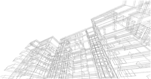 Minimalny Projekt Geometryczny Budynków Architektonicznych — Zdjęcie stockowe