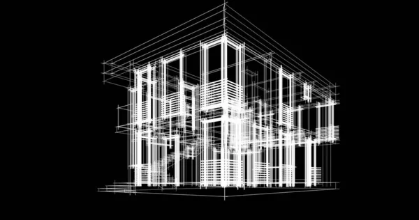 Abstrakcyjne Linie Rysunku Koncepcji Sztuki Architektonicznej Minimalne Kształty Geometryczne — Zdjęcie stockowe