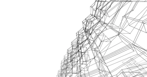 Abstrakcyjne Linie Rysunku Koncepcji Sztuki Architektonicznej Minimalne Kształty Geometryczne — Zdjęcie stockowe