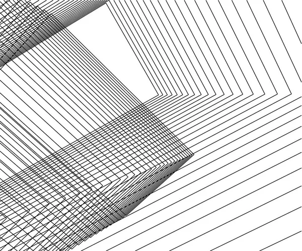 Minimalny Szkic Projekt Geometrycznych Budynków Architektonicznych — Zdjęcie stockowe