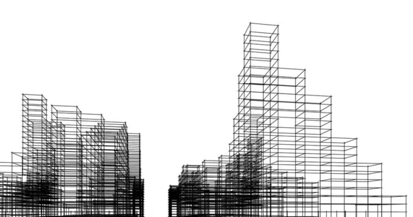 Schizzo Arte Geometrico Edifici Architettonici Design — Foto Stock