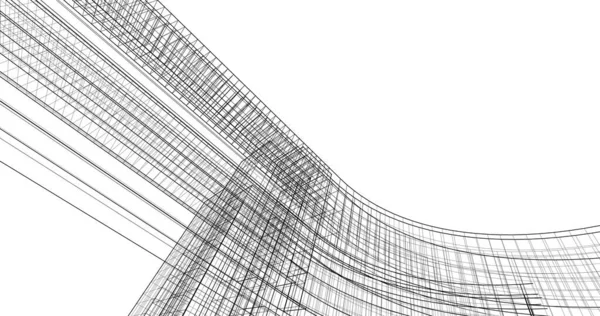 Elvont Rajzvonalak Építészeti Képzőművészetben Minimális Geometriai Formák — Stock Fotó