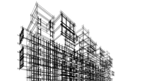 Abstrakta Teckningslinjer Arkitektonisk Konst Koncept Minimala Geometriska Former — Stockfoto