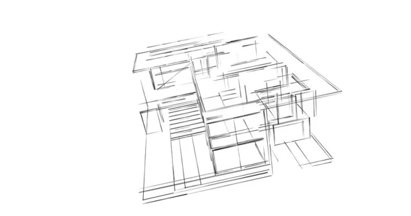 Líneas Abstractas Dibujo Concepto Arte Arquitectónico Formas Geométricas Mínimas — Foto de Stock