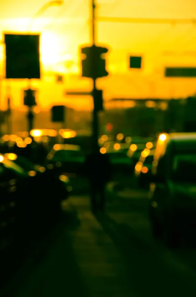 Lumières Abstraites Floues Fond Ville Dans Nuit — Photo