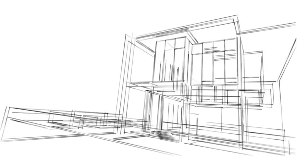 Projekt Geometrycznych Budynków Architektonicznych — Zdjęcie stockowe