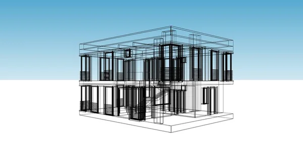 Líneas Abstractas Dibujo Concepto Arte Arquitectónico Formas Geométricas Mínimas —  Fotos de Stock