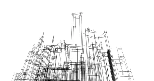 建筑墙纸设计 数字概念背景 — 图库照片