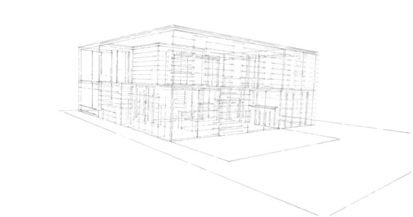 3D建筑墙纸设计 数字建筑草图 — 图库照片