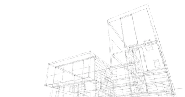 Архітектурний Дизайн Шпалер Ескіз Цифрового Будівництва — стокове фото