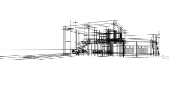 Abstrakcyjne Linie Rysunku Koncepcji Sztuki Architektonicznej Minimalne Kształty Geometryczne — Zdjęcie stockowe