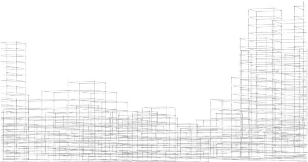 Skiss Konst Geometriska Arkitektoniska Byggnader Design — Stockfoto