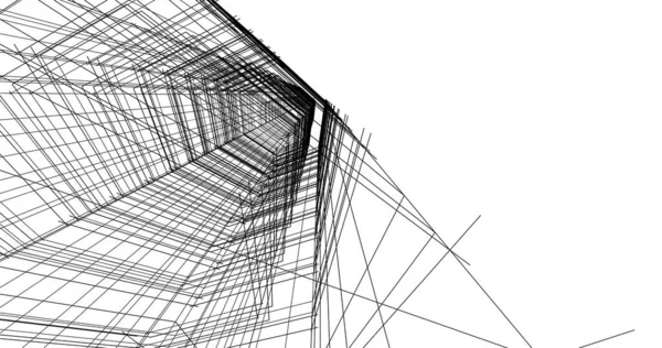 Líneas Abstractas Dibujo Concepto Arte Arquitectónico Formas Geométricas Mínimas —  Fotos de Stock