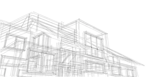 Líneas Abstractas Dibujo Concepto Arte Arquitectónico Formas Geométricas Mínimas —  Fotos de Stock